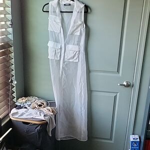 Sheer White Sleeveless Dress